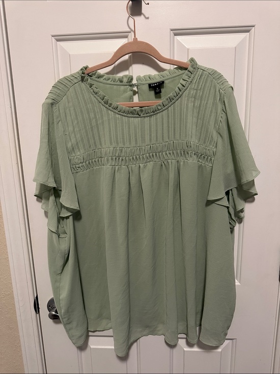 torrid Tops - torrid Sage Green Ruffle Yoke Blouse